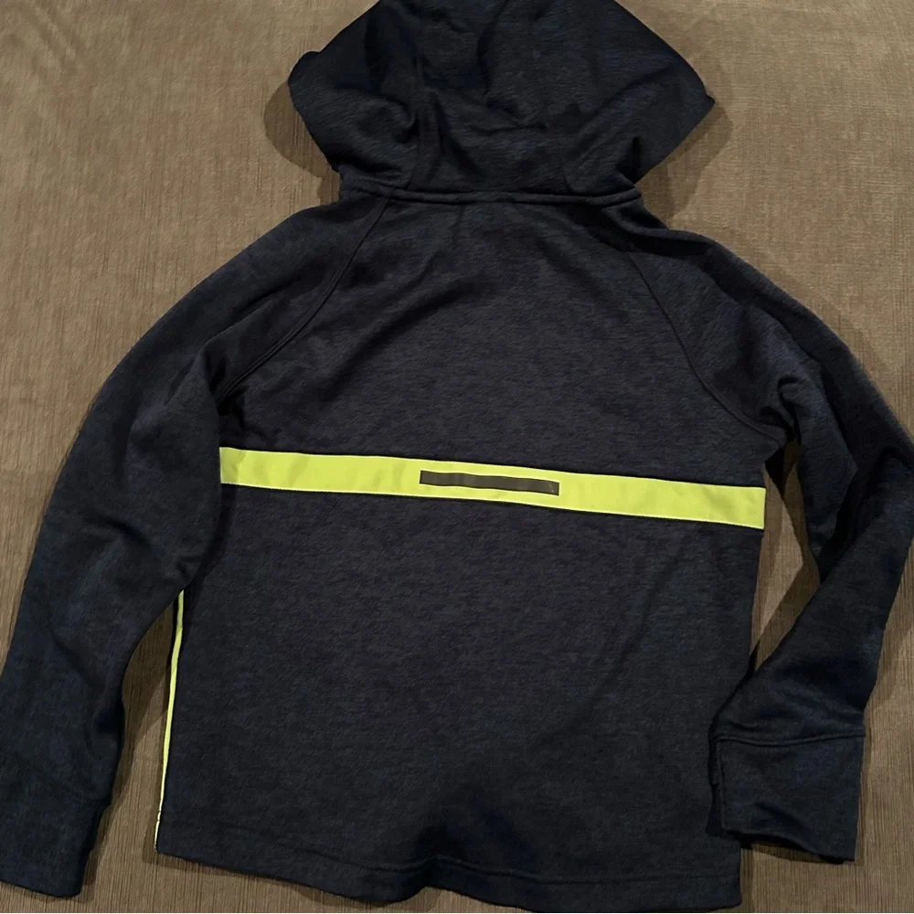 Russell Boys Full Zip Active Jacket Hoodie Black Gray Neon Yellow Size M